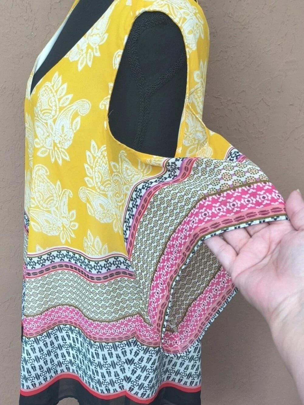 DR2 Daniel Rainn Cold Shoulder Blouse Boho Handkerchief Hem Size XL